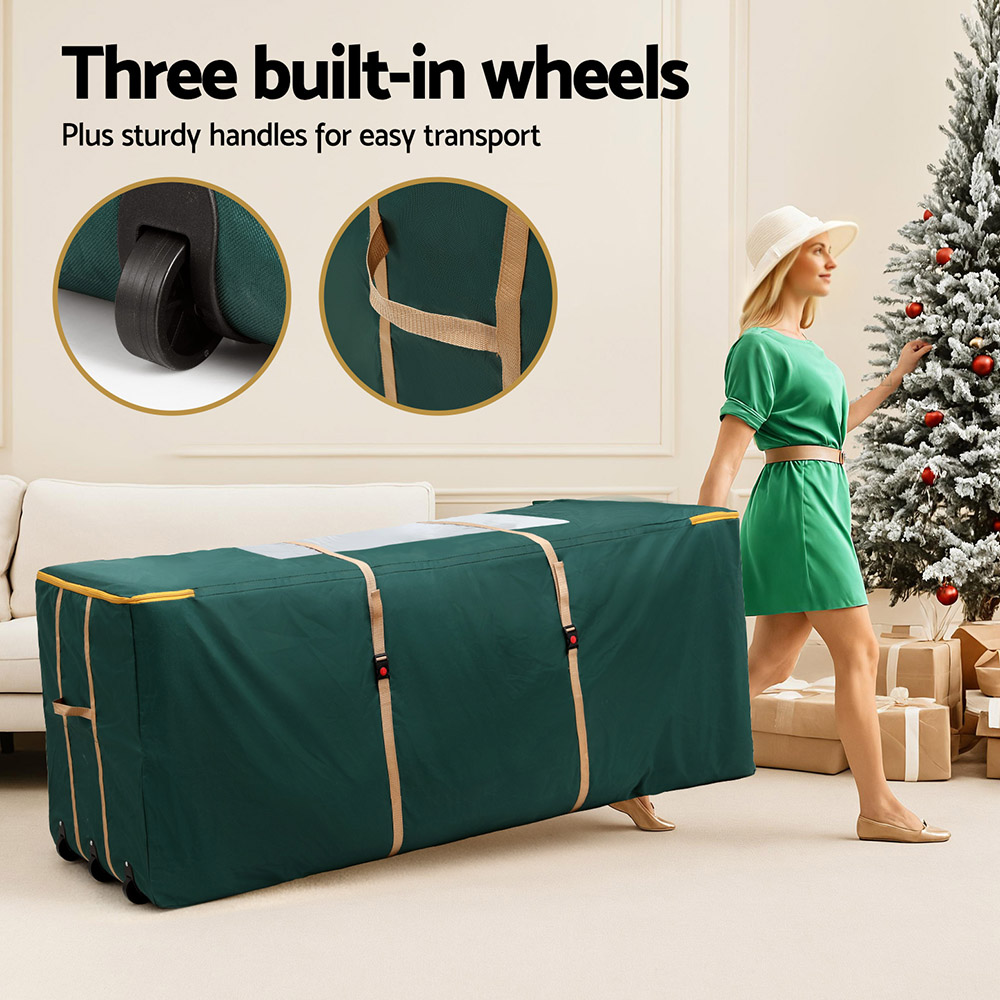 Jingle Jollys Christmas Tree Storage Bag Up to 10ft Visible Handle Wheels Green โ image 6