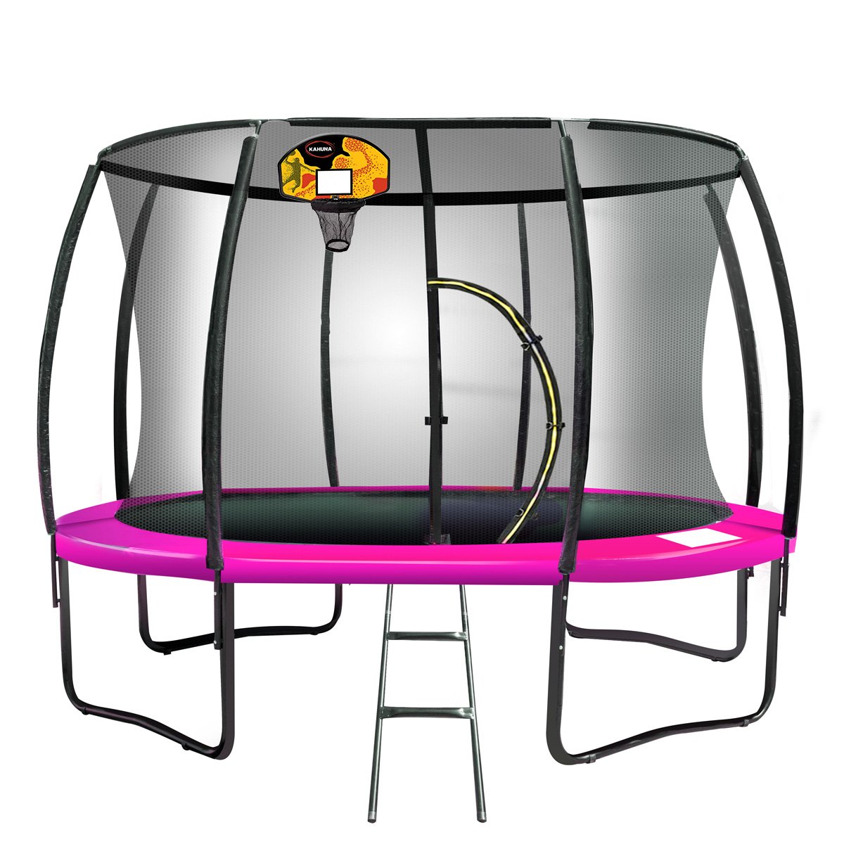 Kahuna 14ft Outdoor Trampoline Kids Children With Safety Enclosure Pad Mat Ladder Basketball Hoop Set - Pink — image 2
