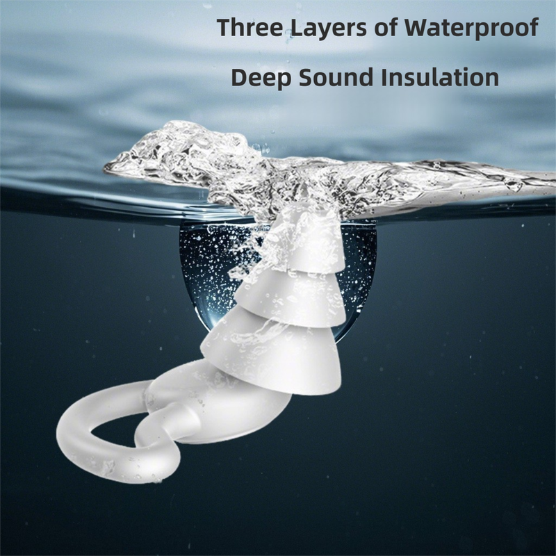 2-Pairs White Noise Reduction Silicone Ear Plugs for Swimming, Sleep, and Study - Waterproof Reusable Sound Blocking Earplugs โ image 3