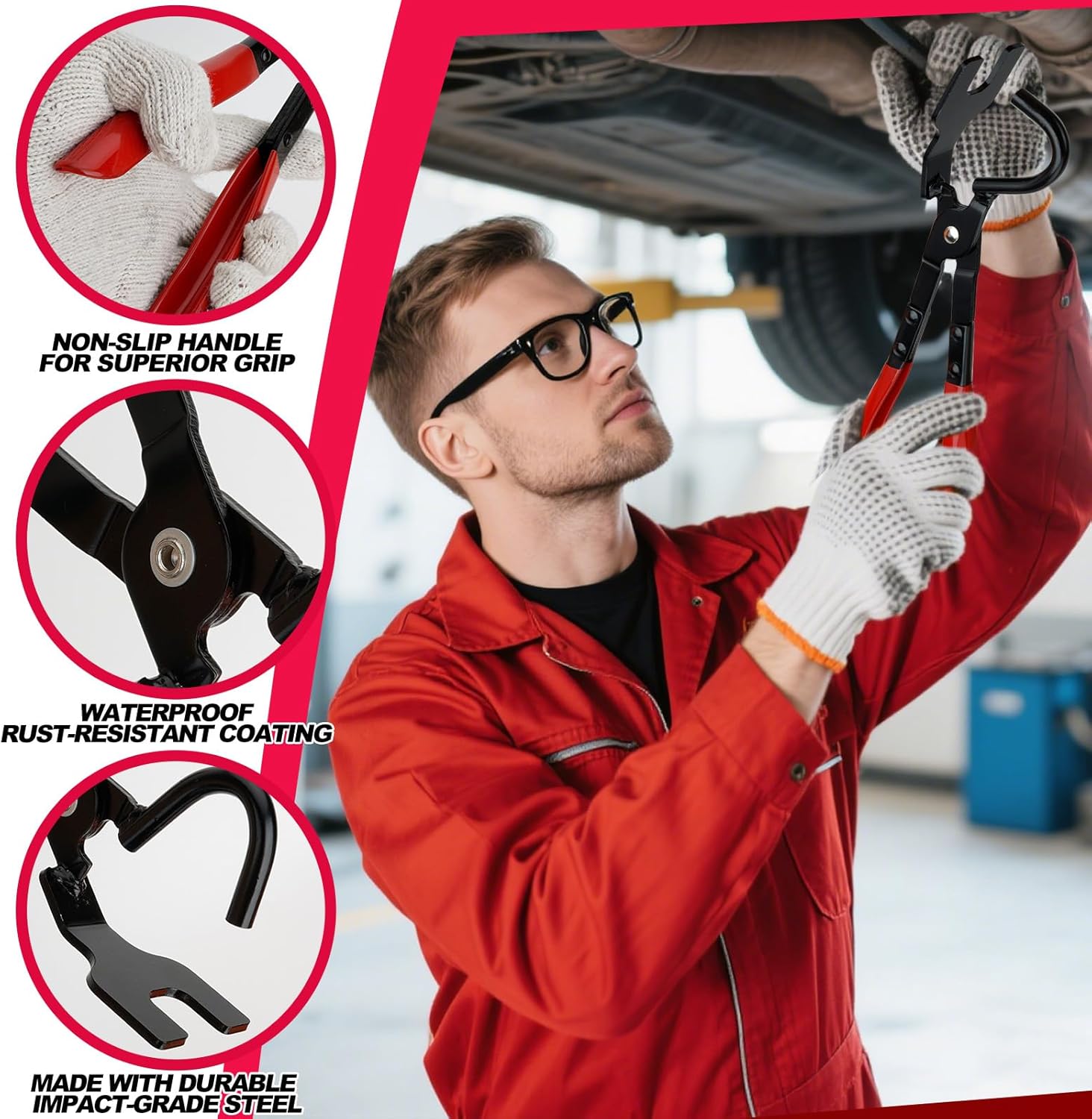 Exhaust Hanger Removal Tool, Heavy-Duty Exhaust Hanger Pliers for Car & Truck Rubber Exhaust Hangers, 25° Offset Design, Non-Slip Grip, Compatible with Most — image 5