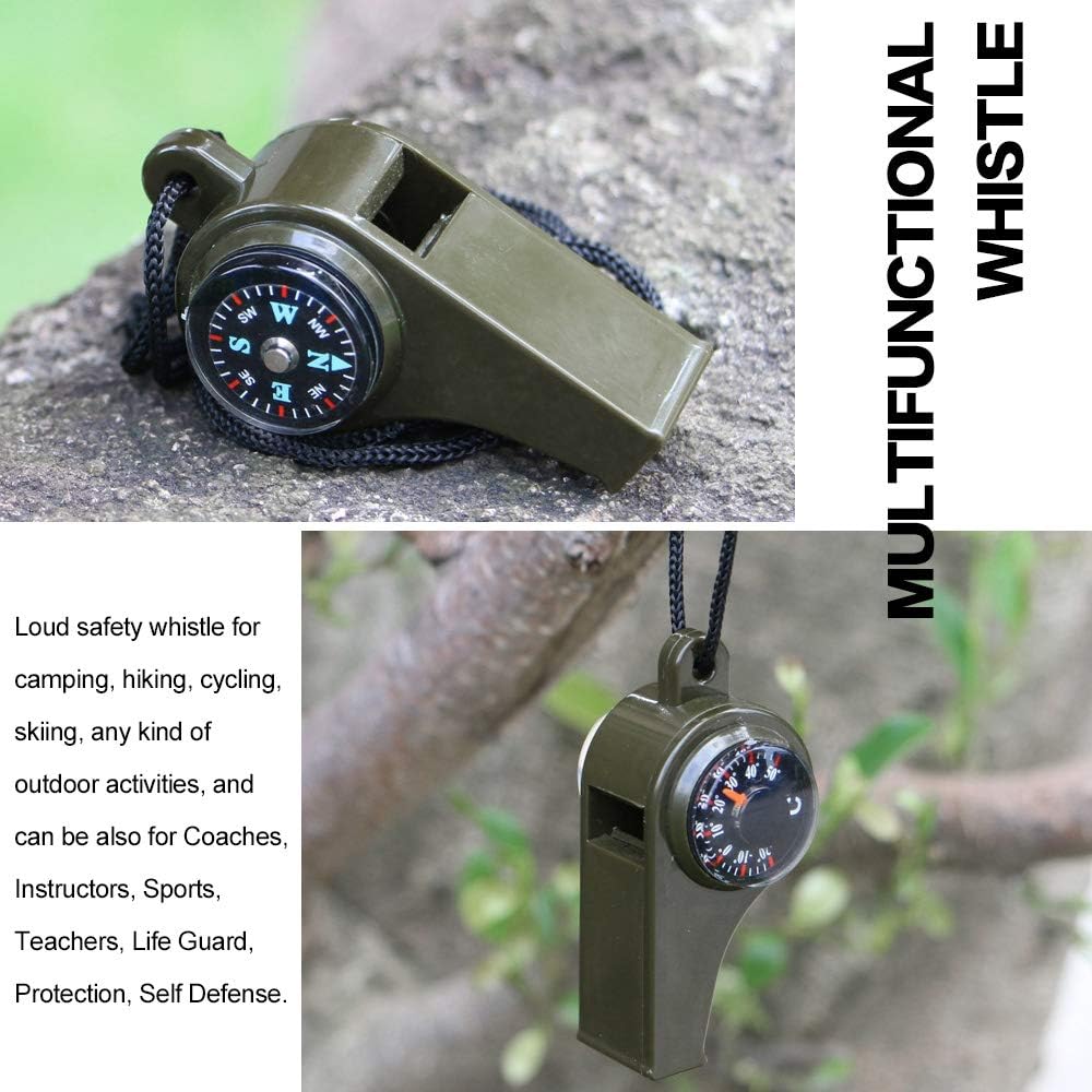 2 Pack 3-in-1 Emergency Whistles with Compass, Thermometer and Lanyards for Hiking, Camping and Outdoor Safety, Black — image 4