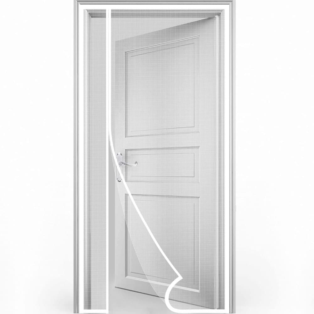 White Magnetic Mosquito Net Door Self-Adhesive Side Opening Curtain Removable Durable Insect Fly and Cat Proof, 85x220cm