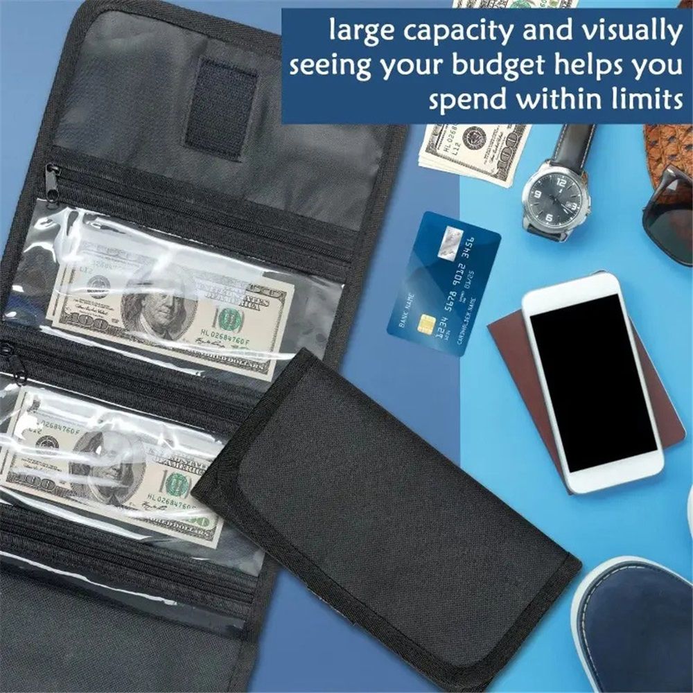 Money Organizer for Cash with 6 Zippered Pocket Multipack Money Pouch, Cash Bill Organizer, Money Bag Small Travel Money Holder for Budgeting, Receipt and Tips — image 2