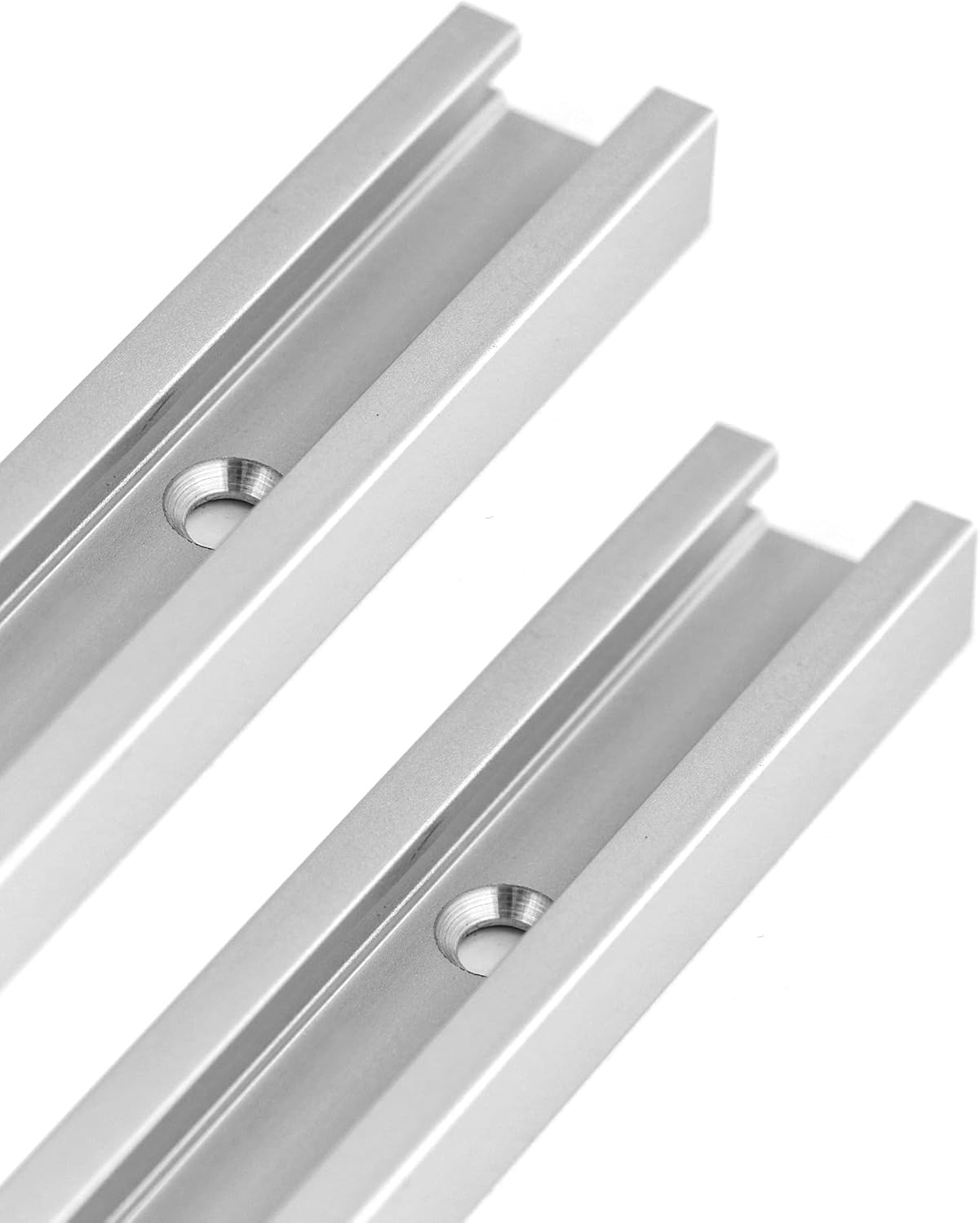 Aluminum T Track, 2 Pack 12 Inch Universal Double Cut Profile T Track, with Predrilled Mounting Holes and Screws, Woodworking and Fixtures, for Drill Press