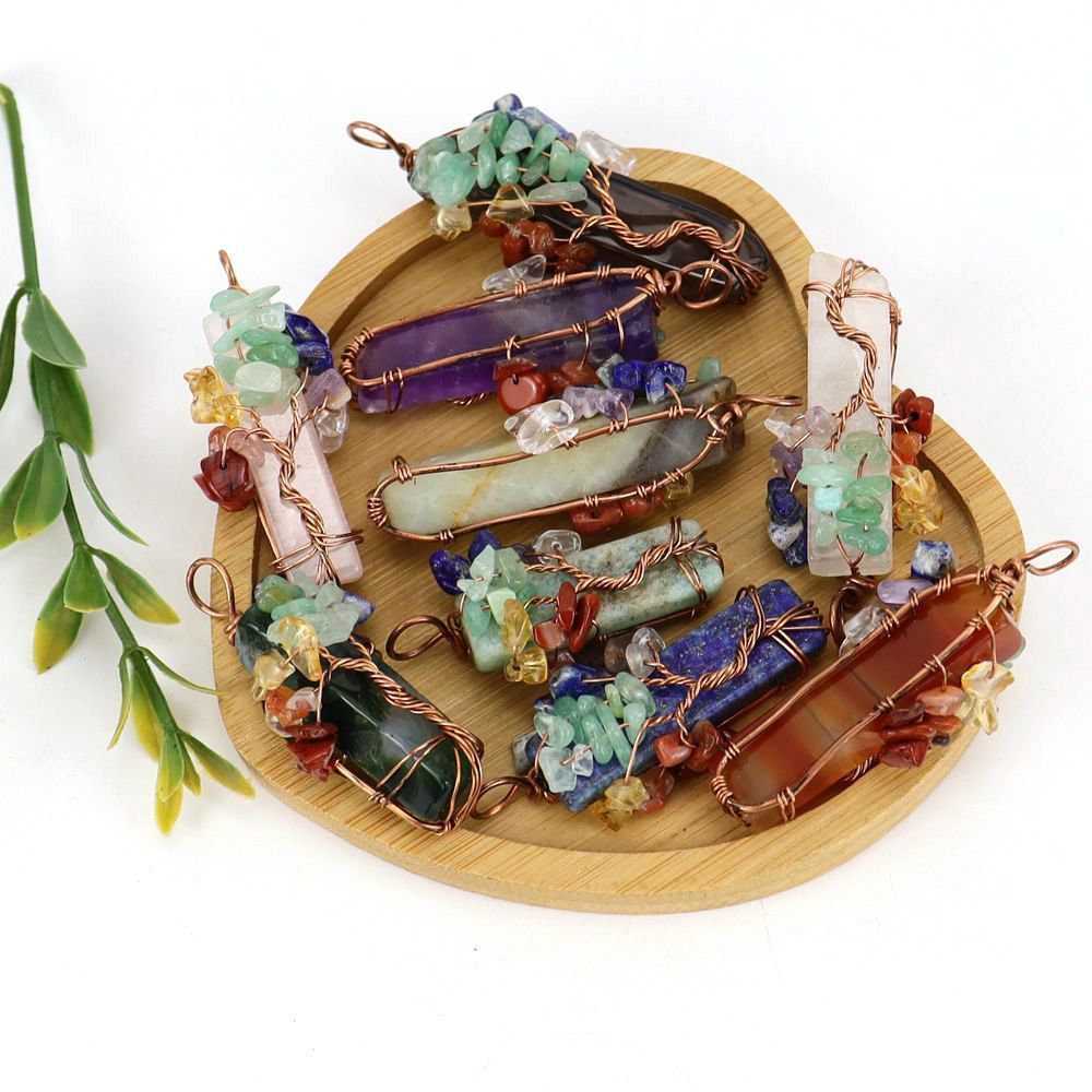 Raw Crystal Chip Tree of Life Pendant Necklace, Antique Copper Hardware, Rose Quartz, Sweet Thoughtful Holiday G — image 4