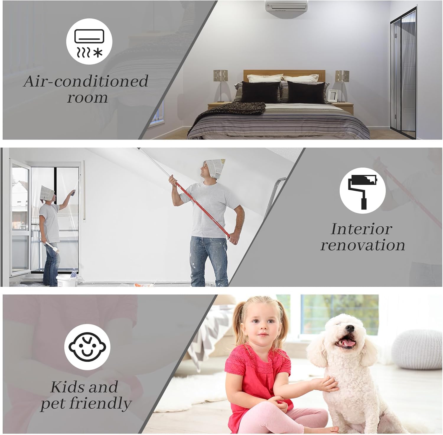 Amylove Zipper 60 x 102 Inch Dust Barrier Door Kit Construction Door Barrier 5 x 8.5 ft Reusable Plastic Curtain Cover Containment Standard Doorway Temporary โ image 6