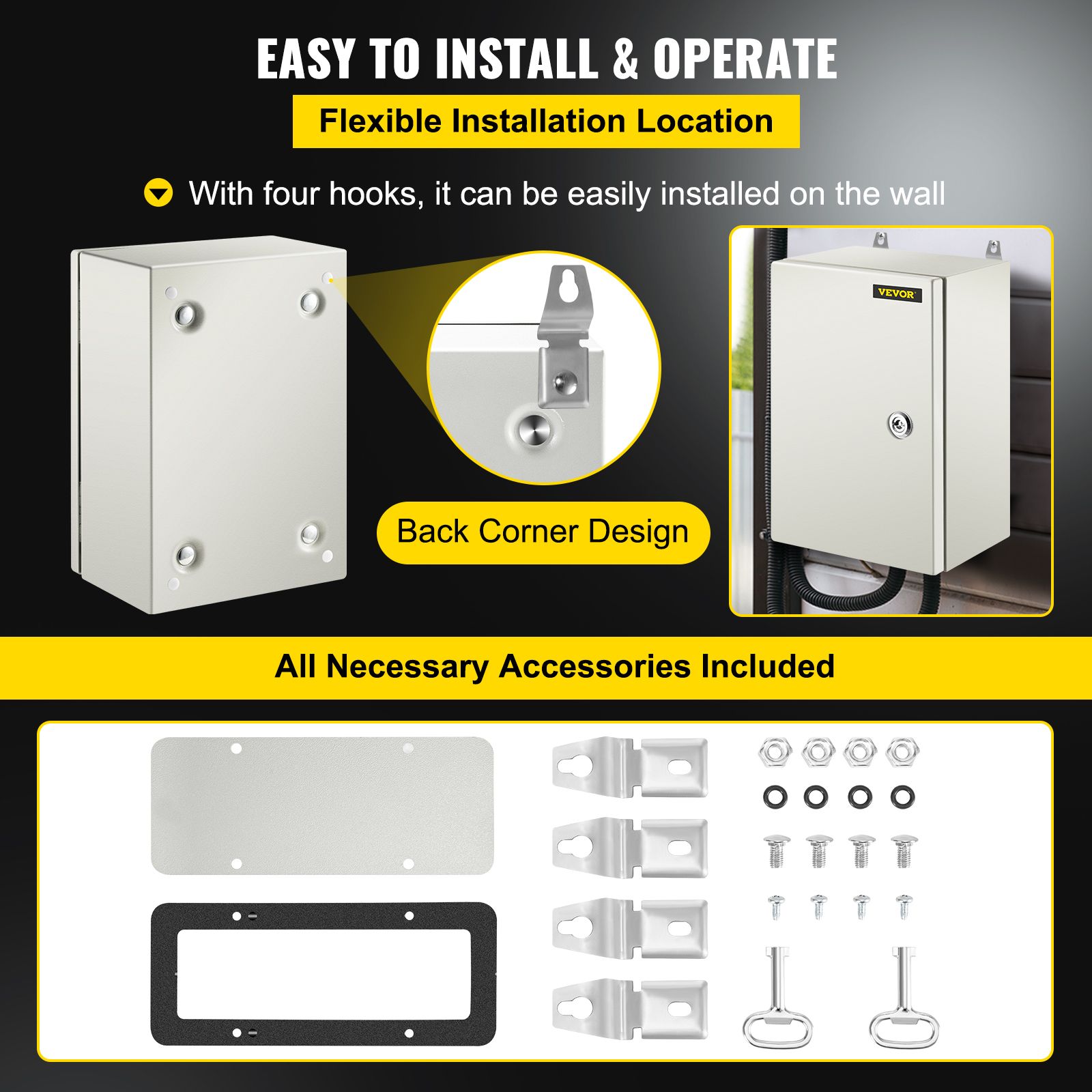 NEMA Steel Enclosure,12 × 8 × 6/'/' NEMA 4X Steel Electrical Box, IP66 Waterproof & Dustproof, Outdoor/Indoor Electrical Junction Box, with Mounting Plate — image 6