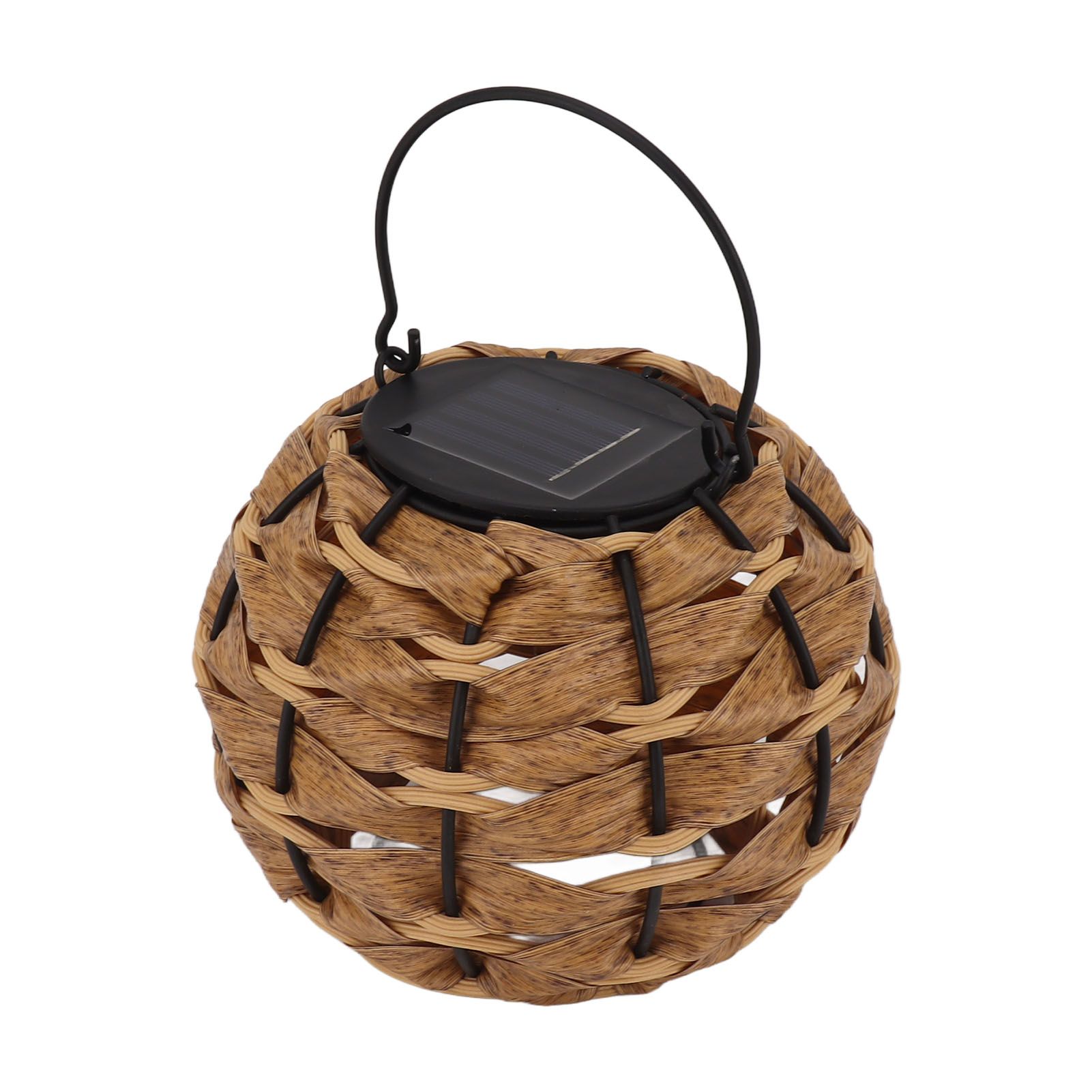 Outdoor Solar Lantern LED Waterproof Hollowed Rattan Ball Solar Hanging Light with Handle for Christmas Decorations Garden Yard Porch Lawn โ image 2