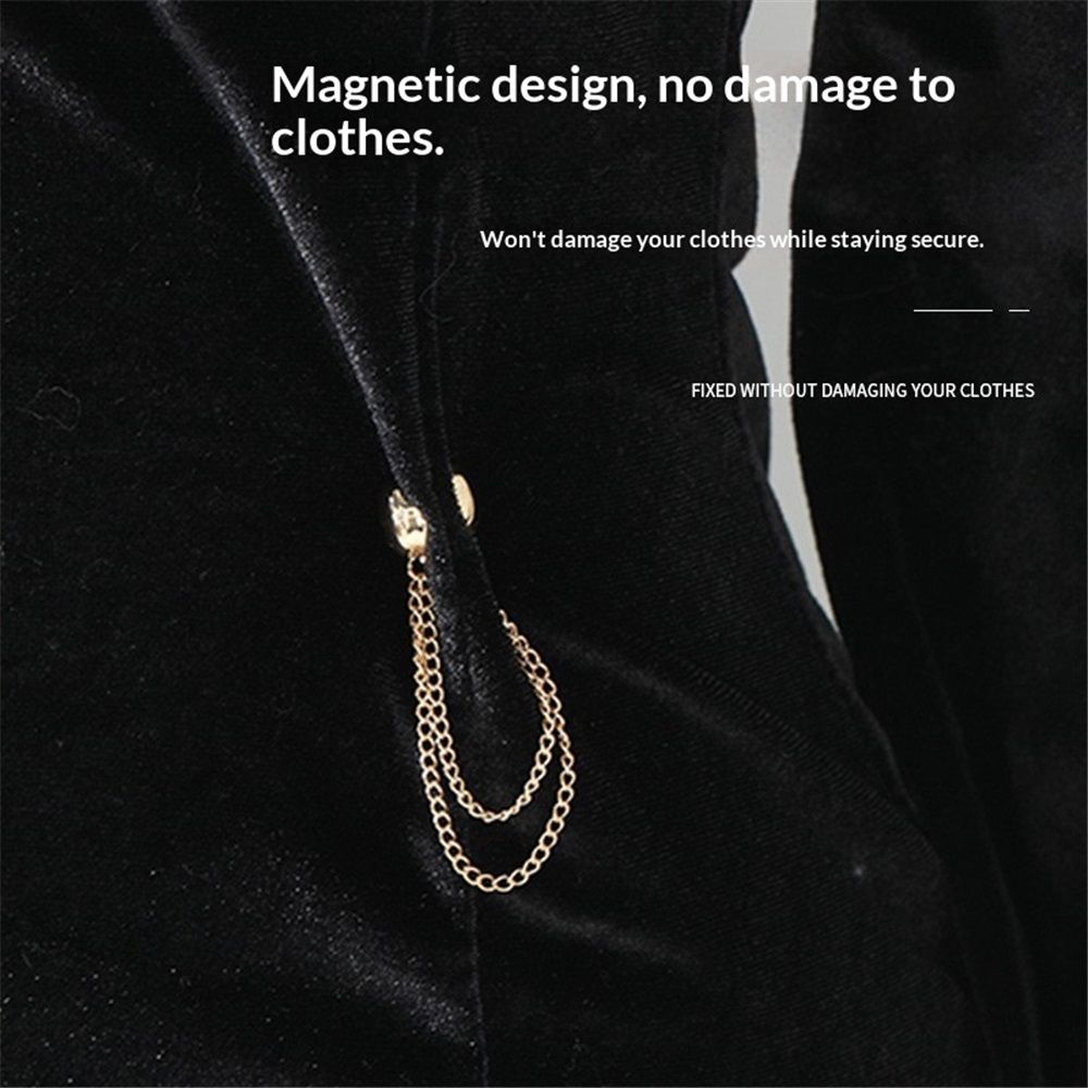 12pcs Magnetic Clothing Clips with Chain, Multi-Function Magnet Button Pins Hijab Cuff Clips for Fixing Hem of Clothes Long Pants Legs Sleeves of Shirts — image 3