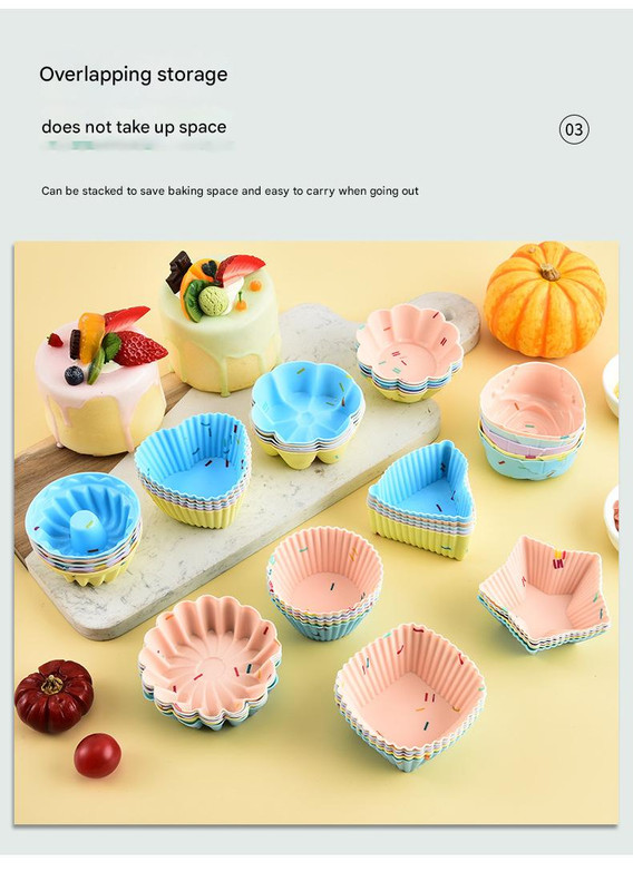 Style 3 Silicone Mini Cake Molds (30 Pack) - For Cupcakes, Desserts (7 × 7 × 2.5cm) — image 2