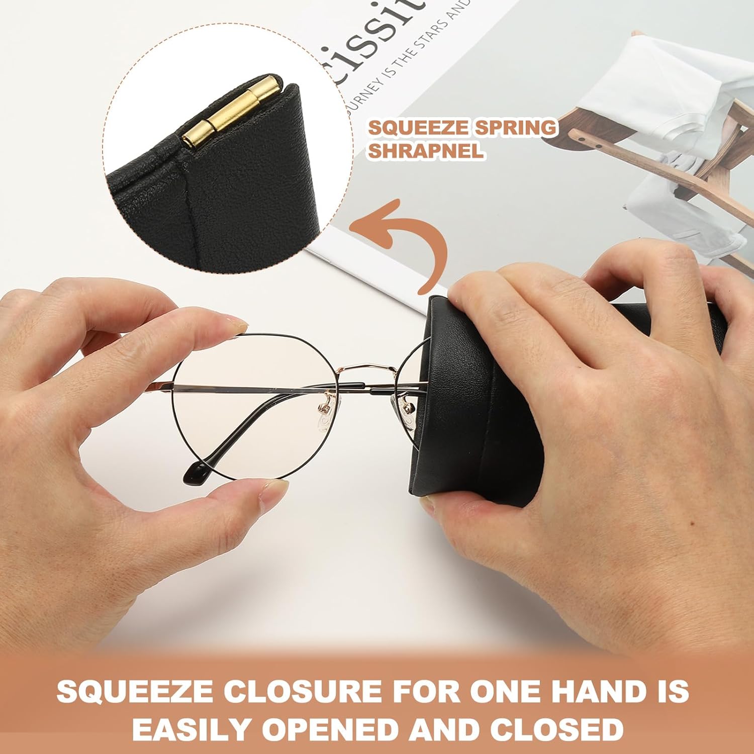 Squeeze Top Sunglass Pouch, PU Leather Soft Eyeglass Pouch Portable Travel Sunglasses Pouch(2 Set) White/Pink White โ image 4