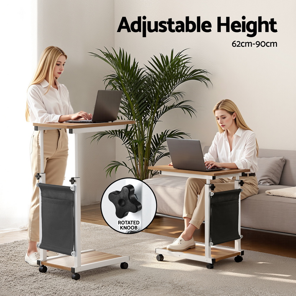 Artiss Laptop Desk Height Adjustable Mobile Workstation Computer Desks 48CM Oak โ image 5