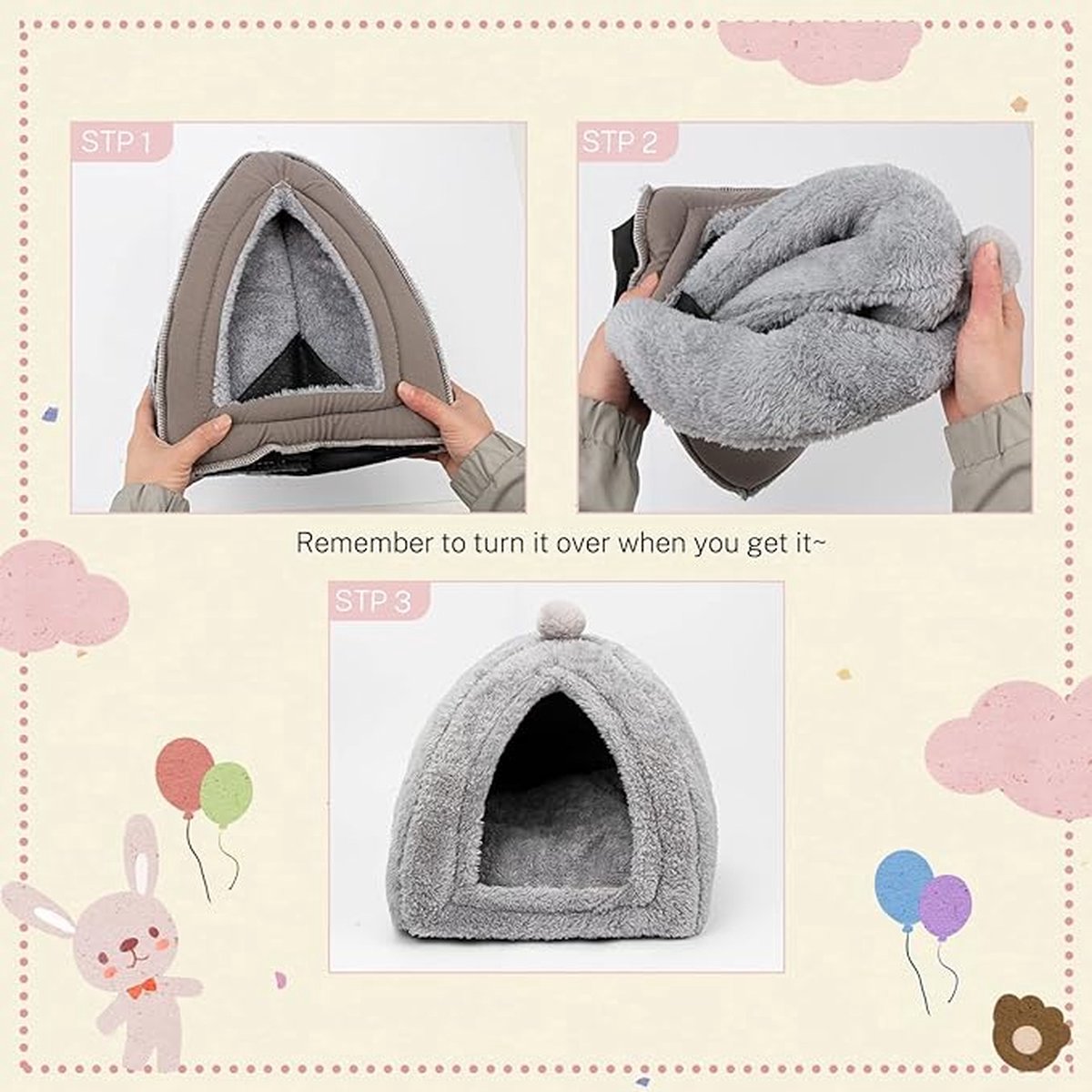 Rabbit hutch - Gray - 1 piece - 34*34*36cm - For rabbit guinea pig ferret - Rabbit hutches - For indoor use - Rodent cage - Rodent house — image 5