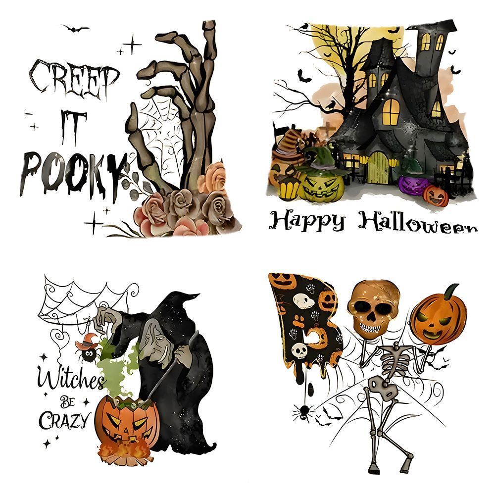 4PC Multi‑holiday Decor Pillow Cover For Halloween & Christmas, Style‑63, Suitable For Sofa, Living Room, Bedroom, 45 × 45cm, Pillow Insert Not Included