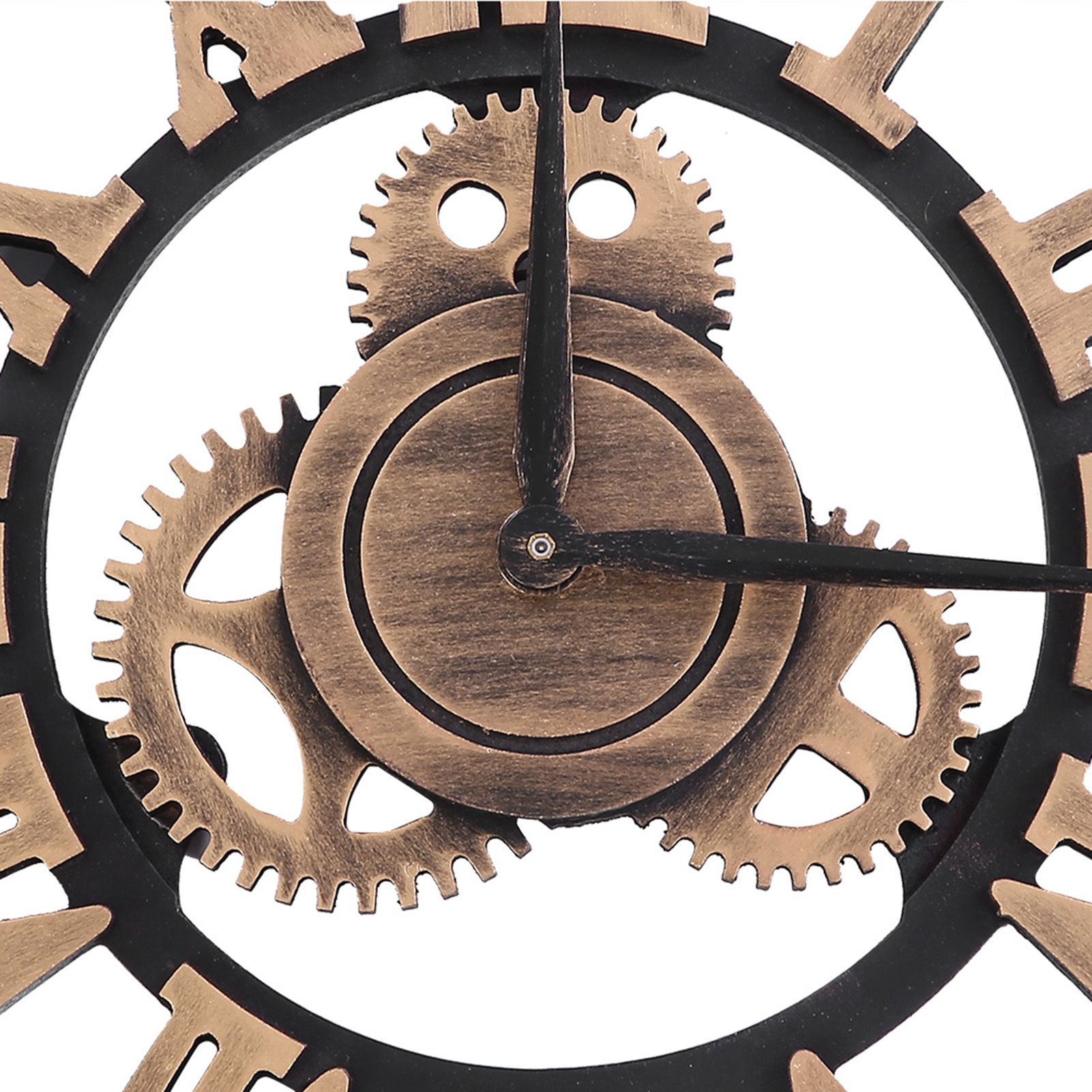 3D Rustic Handmade Wall Clock Gear Wooden Vintage Decor for Living Room/Office/Bar 30cm Gold โ image 6