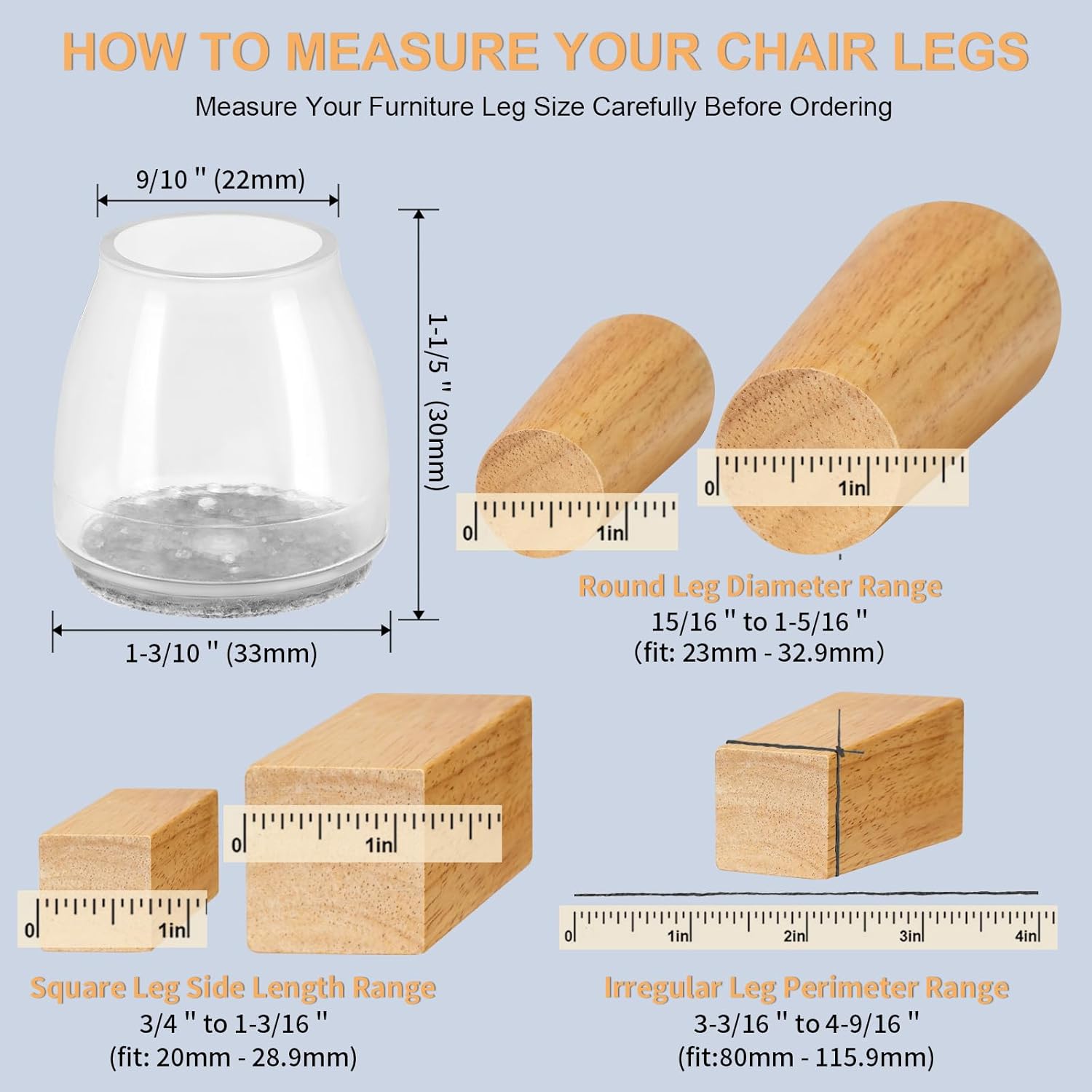 36Pcs Round Chair Leg Floor Protectors, Silicone Chair Feet Caps to Protect Tile Floors, Felt Pads Furniture Leg Caps Covers from Scratches and โ image 2
