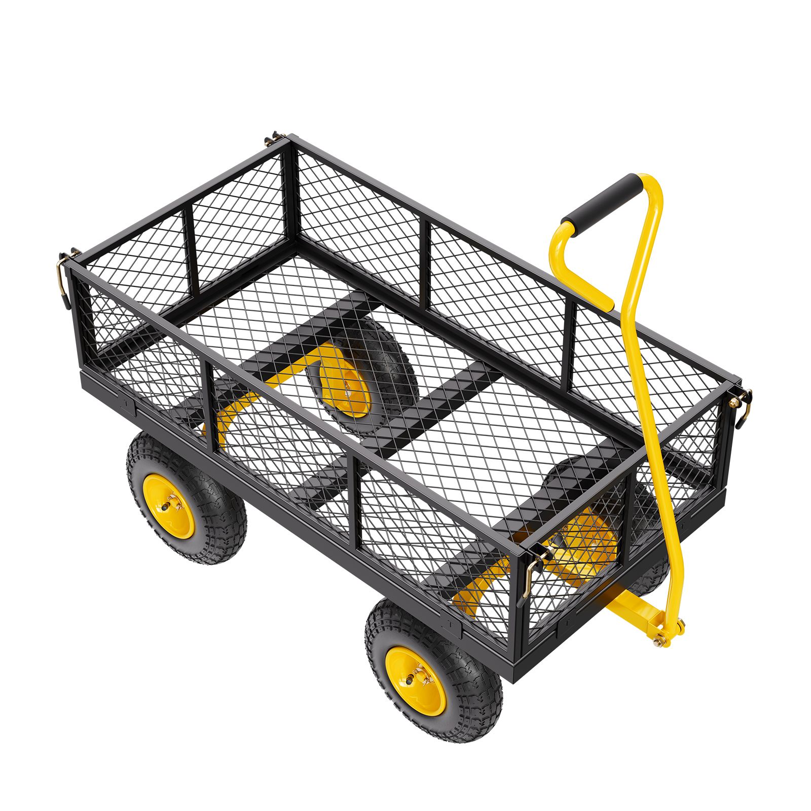 900 Lbs Heavy Duty Steel Garden Cart, Garden Wagon Cart on Wheels, Outdoor Metal Yard Utility Wagon Carts with 10" Tires and Mesh Removable