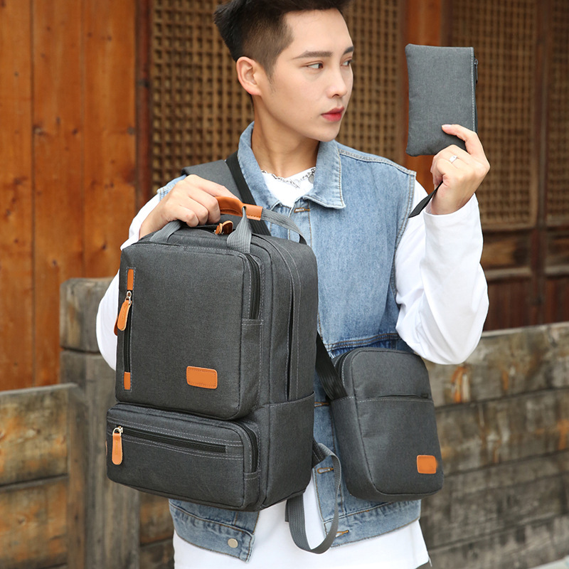3-Piece Red Travel Backpack Set - Stylish Multi-Functional Backpack, Shoulder Bag & Pouch for Men & Women โ image 3