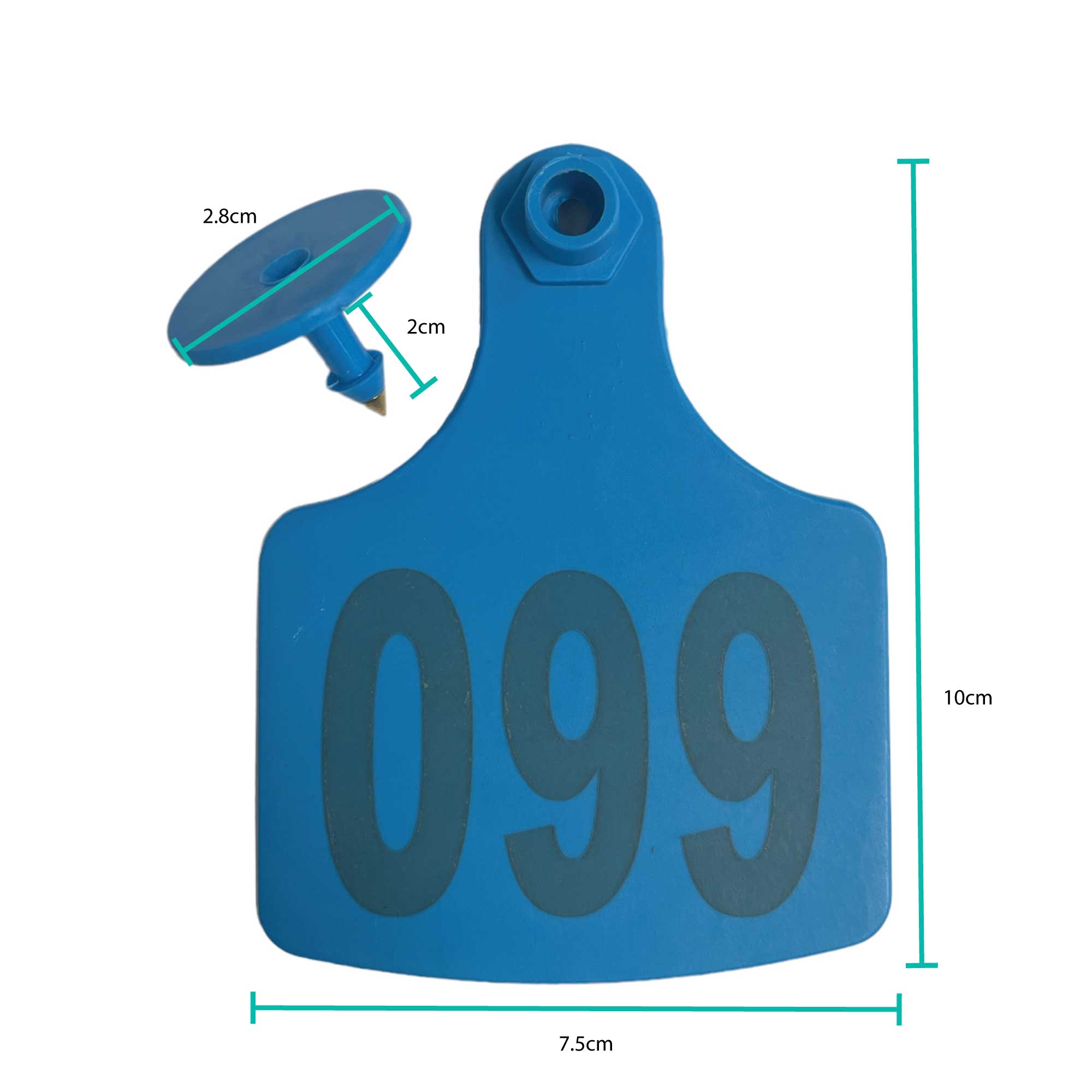 1-100 Cattle Number Ear Tags 7.5 × 10cm Set - XL Blue Cow Sheep Livestock Labels — image 2