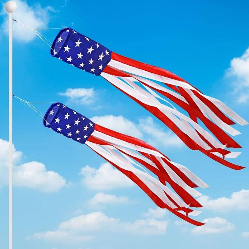 2pcs 4th of July Decorations,40 Inch American Windsock Heavy Duty,Patriotic Fourth of July Outdoor Decor, American Flag — image 5