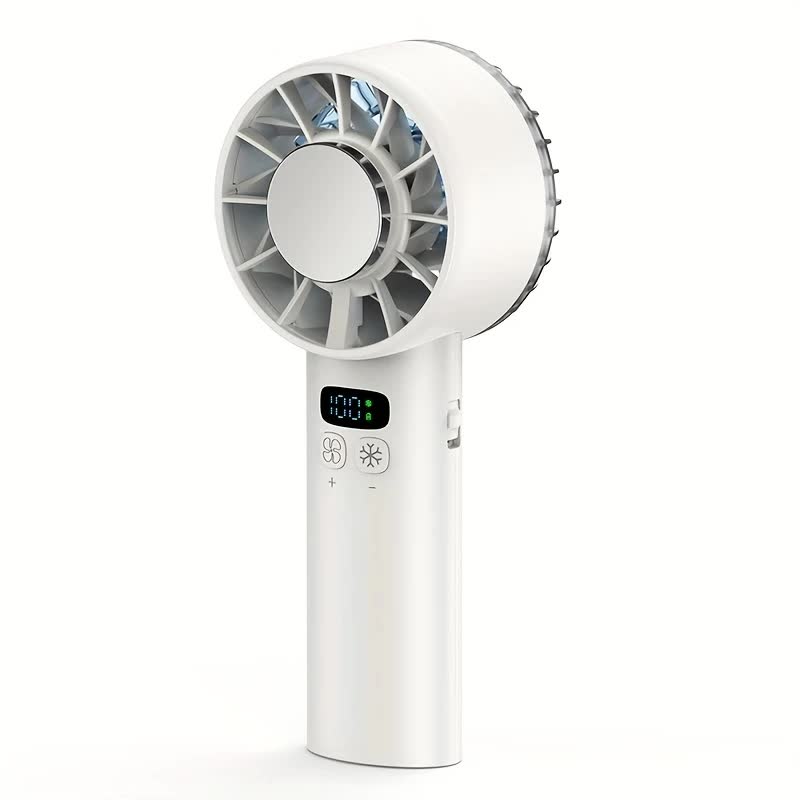 White Hurricane Ice-Bag High-Speed Fan|100-Speed Adjustable, Second-Level Cooling, Lightweight and Portable Summer Travel Essential