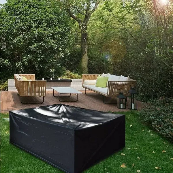 1 Piece 210D Oxford Patio Furniture Cover, Waterproof Windproof UV-Resistant Protection for Garden Table Sets, Black, 250 x 90 cm โ image 4