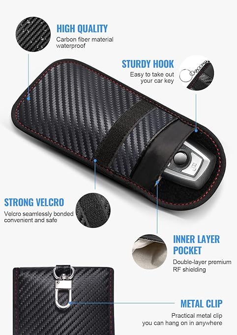 Faraday Pouch for car Keys,2 Pack Faraday Bag Car Key Signal Blocking Pouch , Keyless Entry Car Keys Case | RFID Blocker Bag for Car Security ,Anti-Theft — image 2