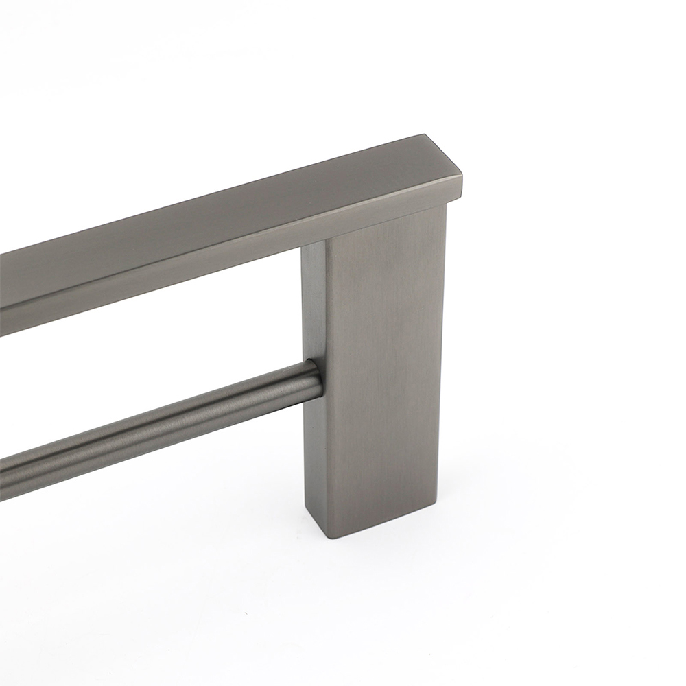 Gun Metal Grey Square Strong Towel Rail Rack 600mm Double Hanger Holder Bar Kit — image 3