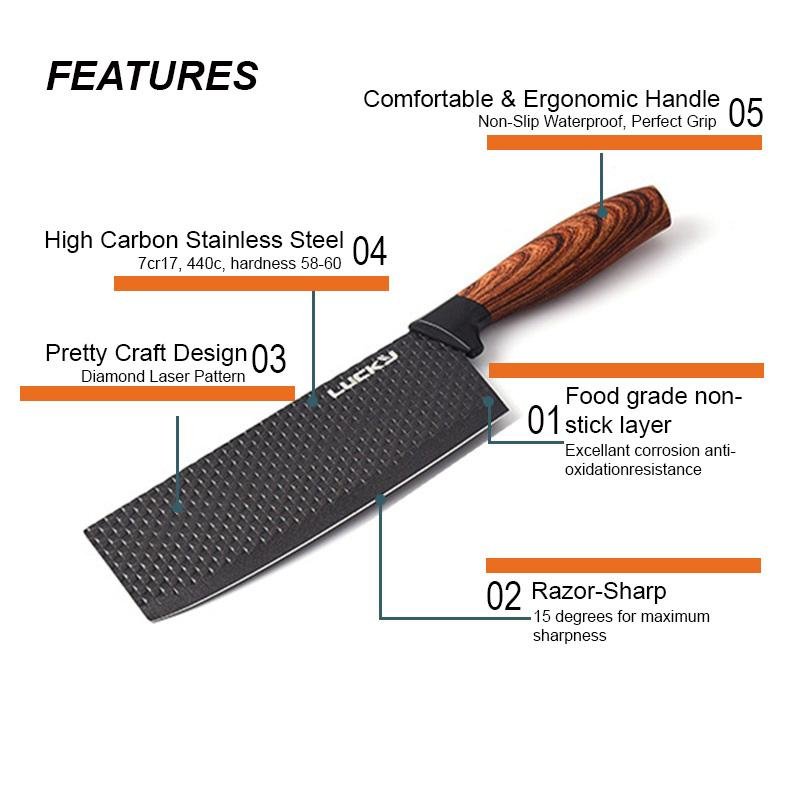 6 pieces Kitchen Knife Set Everich Chef Knives Stainless Steel Nonstick Scissor — image 5