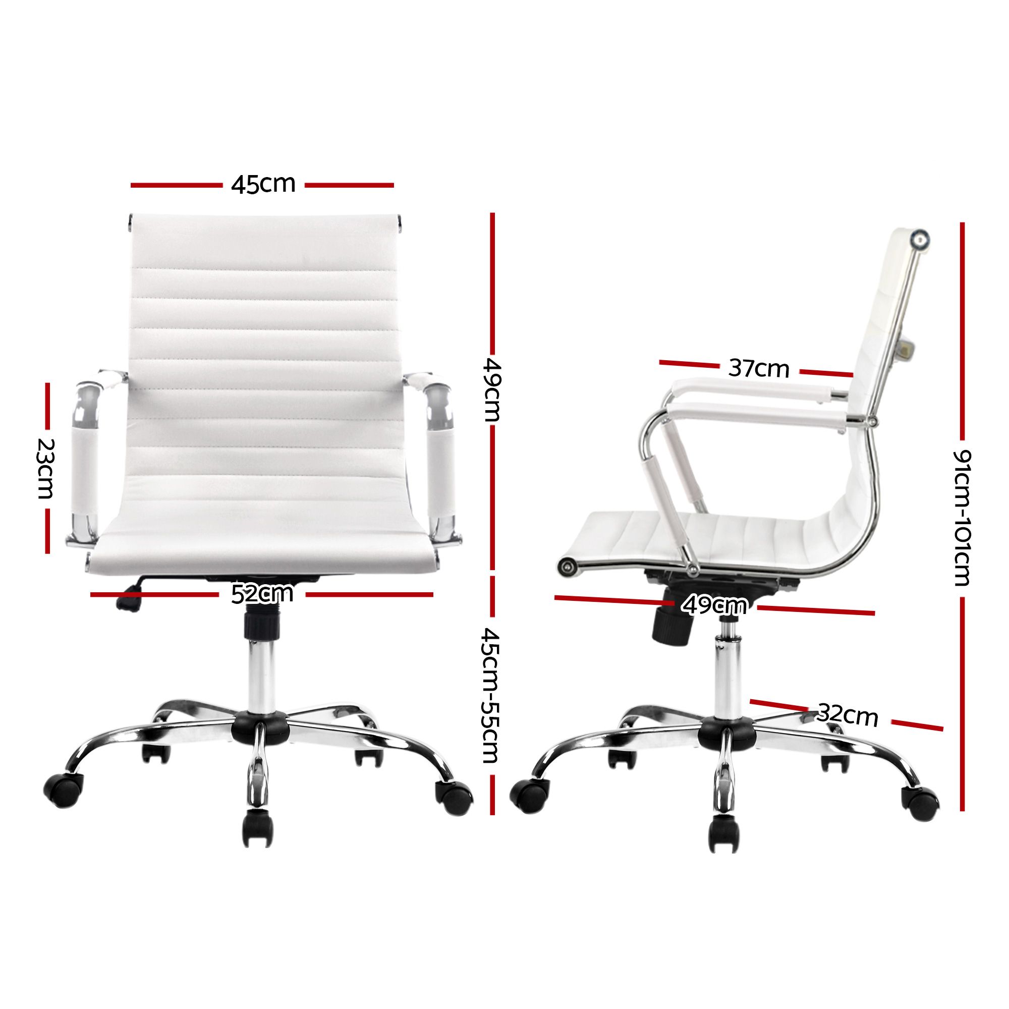 Artiss Office Chair Conference Chairs PU Leather Mid Back White — image 2