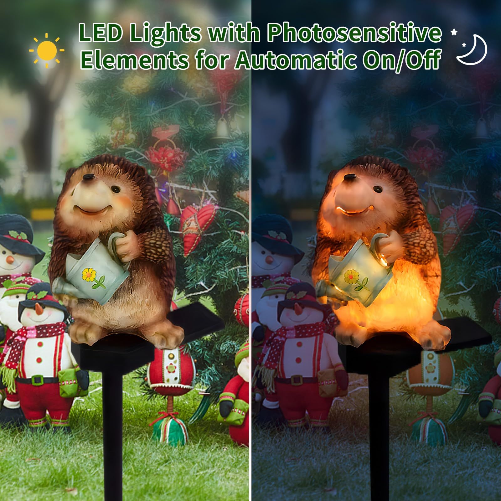 Solar Light Outdoor Decor,Solar LED Hedgehog Stake Lights,Decorative Light for Yard Patio Garden Lawn Balcony-Hedgehog â image 2