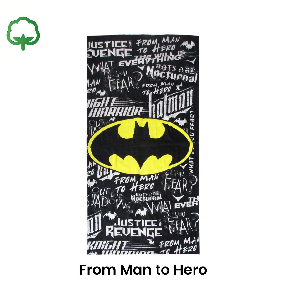 Teen Cool Theme Cotton Beach Towel 70 × 140 cm Batman From Man to Hero — image 2