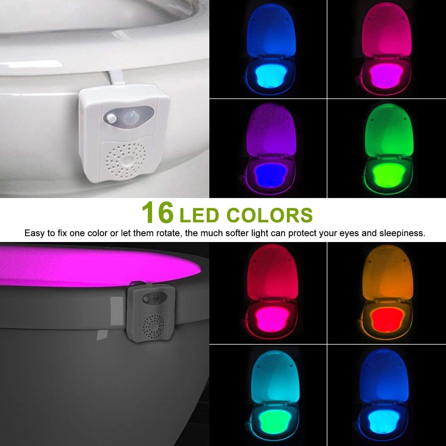 Motion Sensor Toilet Night Light 16 LED Colours - Bathroom Bowl Lamp with UV Sanitiser or Aromatherapy Options - Smart Home Gadget for Potty Training and Night โ image 3
