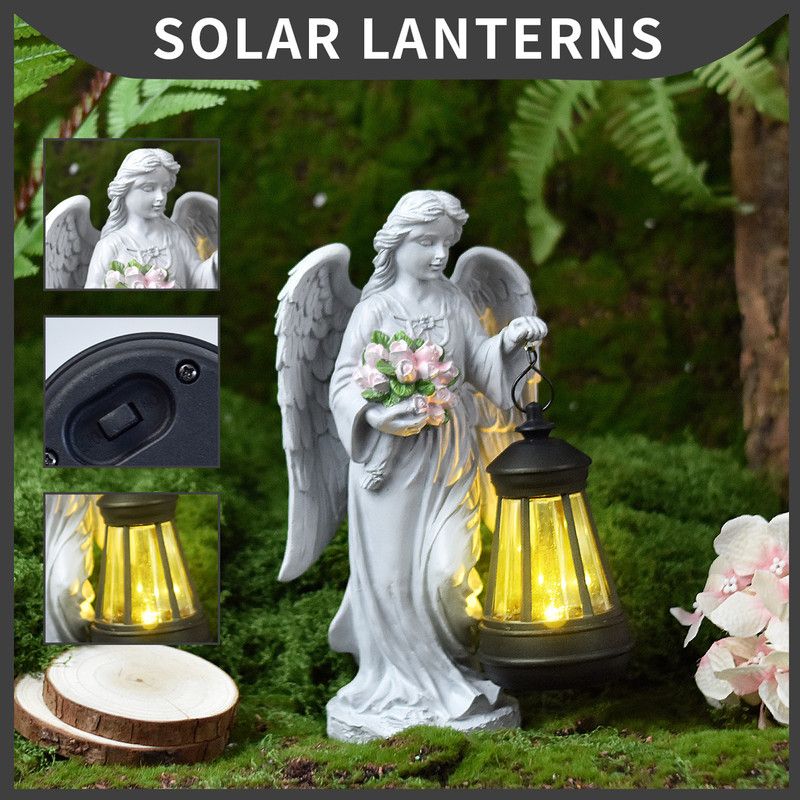 Solar-Powered Angel Lantern Outdoor Light, Resin Waterproof Garden Decorative Light, Walkway and Lawn Mood Light, Garden Statue Ornament for Ambiance — image 3