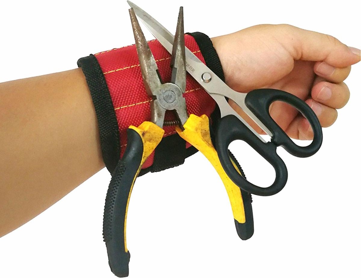 Magnetic Bracelet With 3 Magnetic Pockets | Wrist Tool Belt | Screw Wristband | DIY Bracelet | One Size | Black — image 4