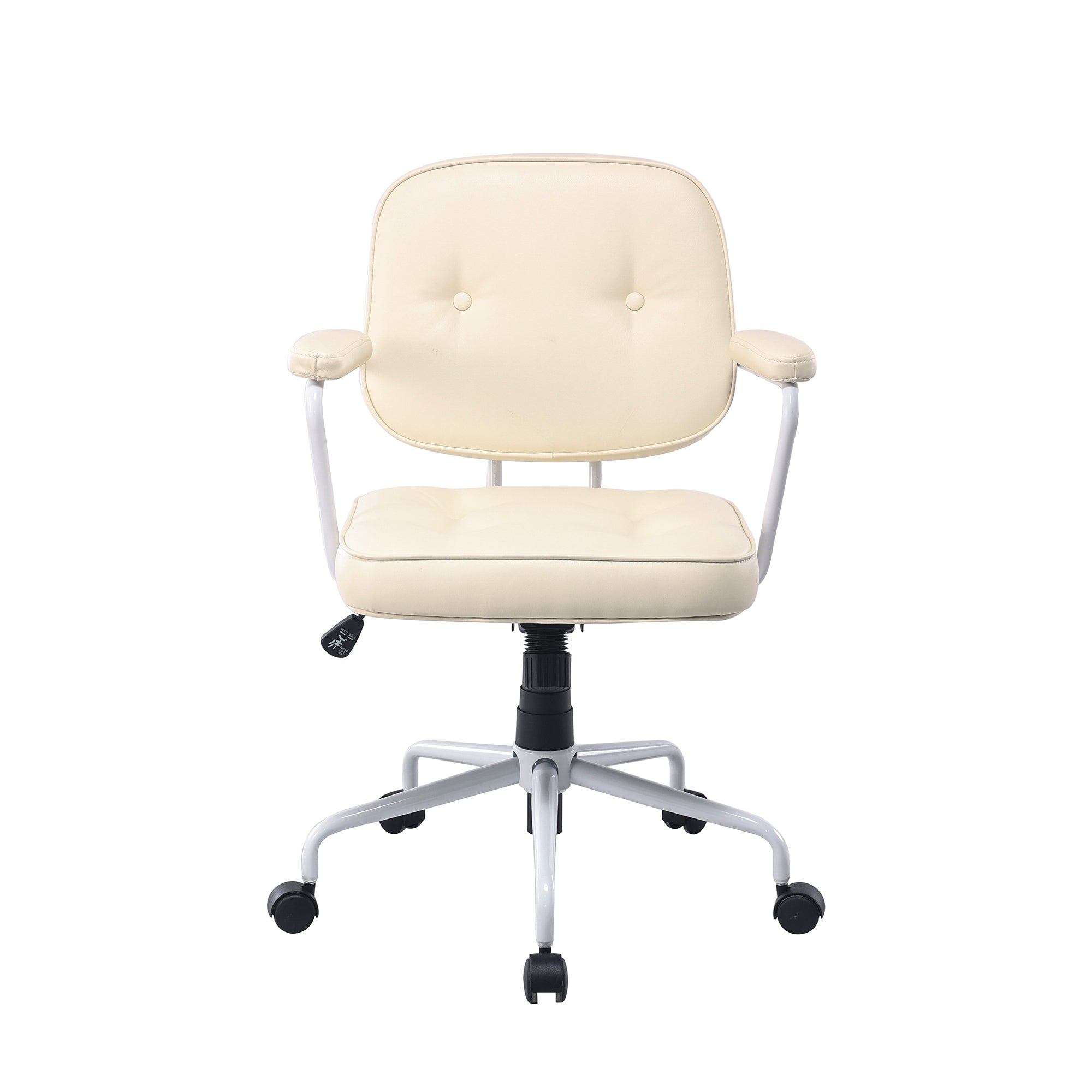 Louise White Frame Faux Leather Home Office Chair in Beige โ image 2