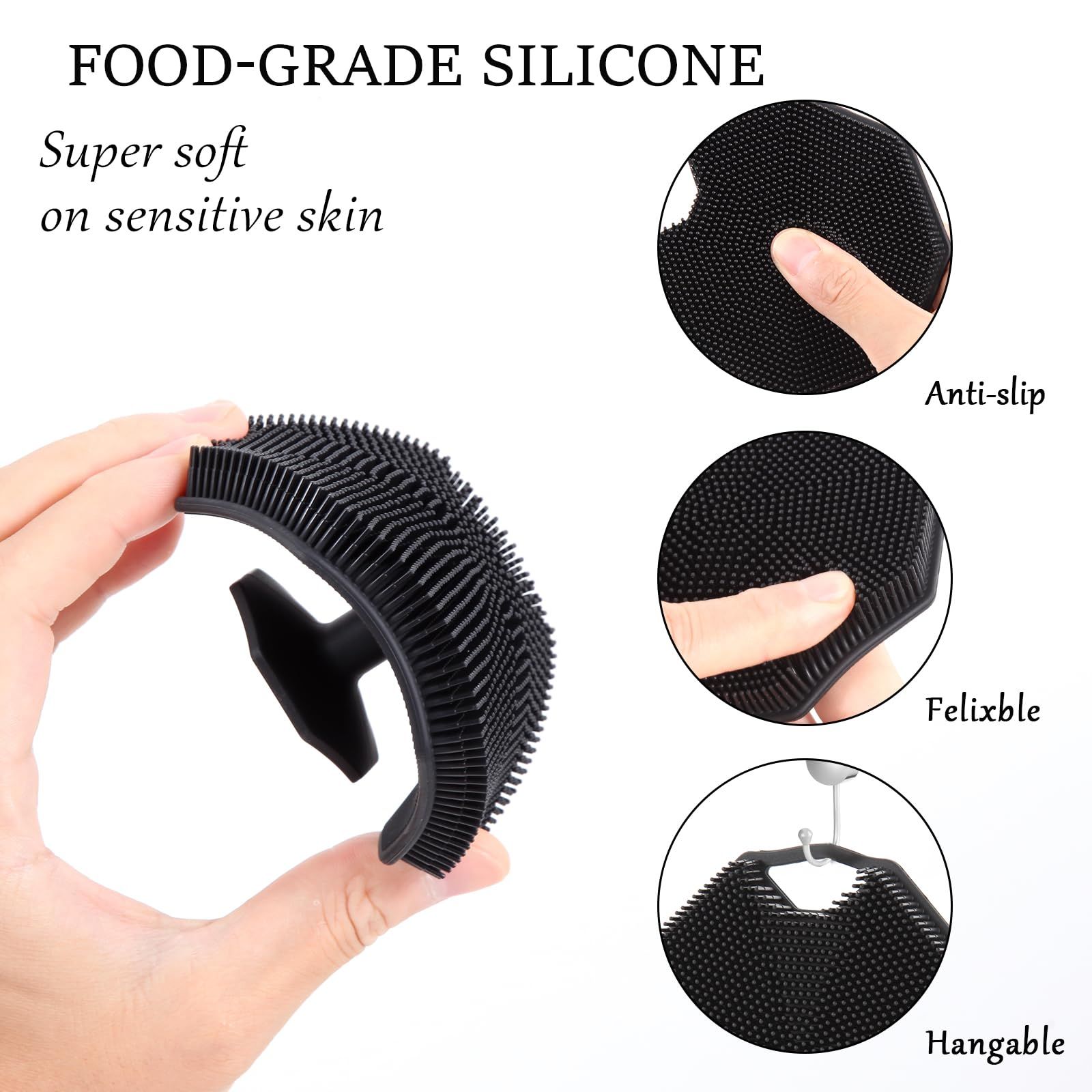 Silicone Loofah, Scalp Exfoliator Hair Shampoo Skin Cleaning Brush, Bath & Body Brushes for Men Women use in Shower (2Pack) โ image 4