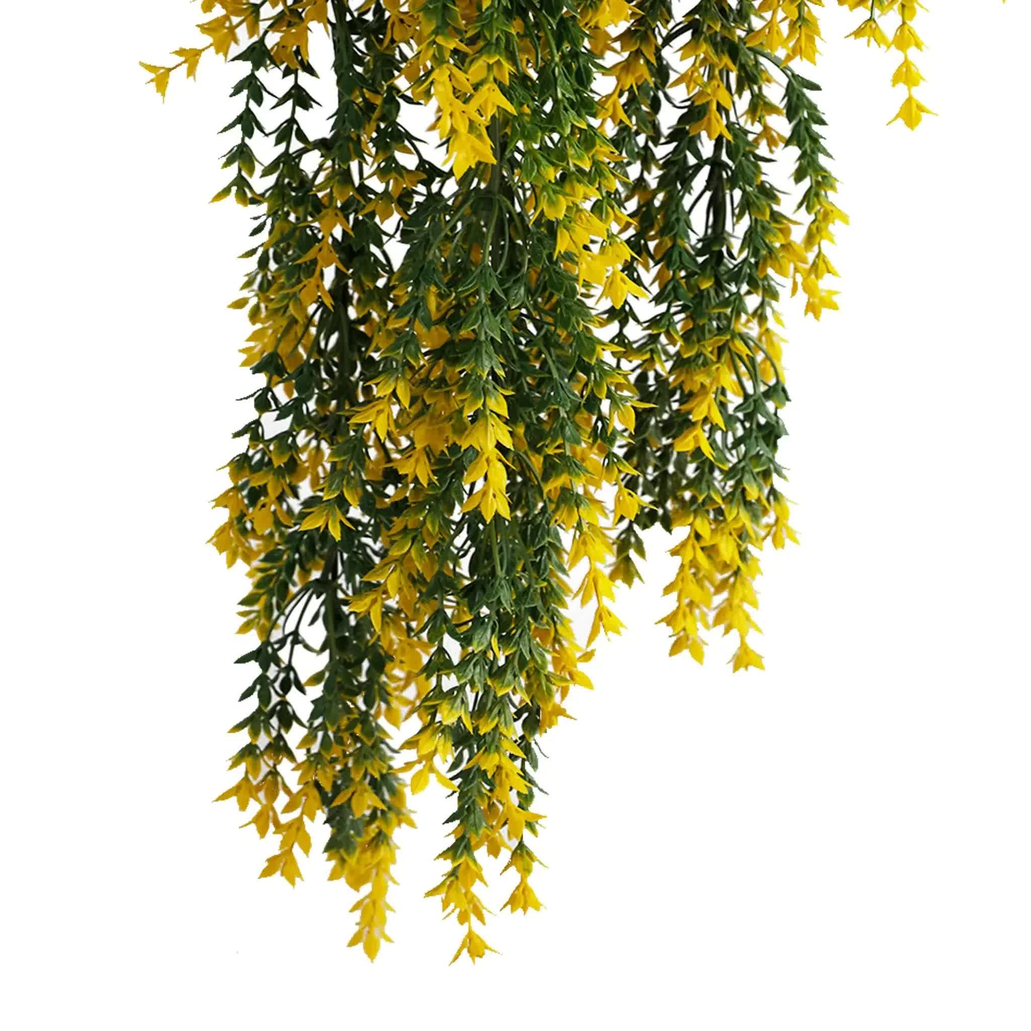 Artificial Hanging Yellow and Green Willow Leaf Garland Bush UV Resistant and Fire Rated 20cm x 76cm — image 3