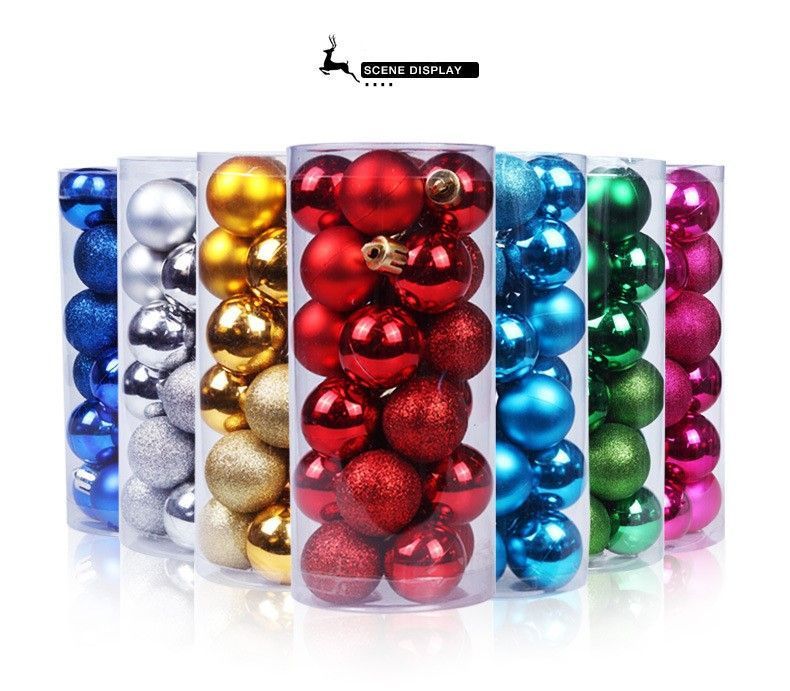 24 Count Colorful Plastic Xmas Pendant Baubles, Gold 6cm Tree Hangings for Christmas Indoor Decor and Halloween Themed Party Setup — image 3