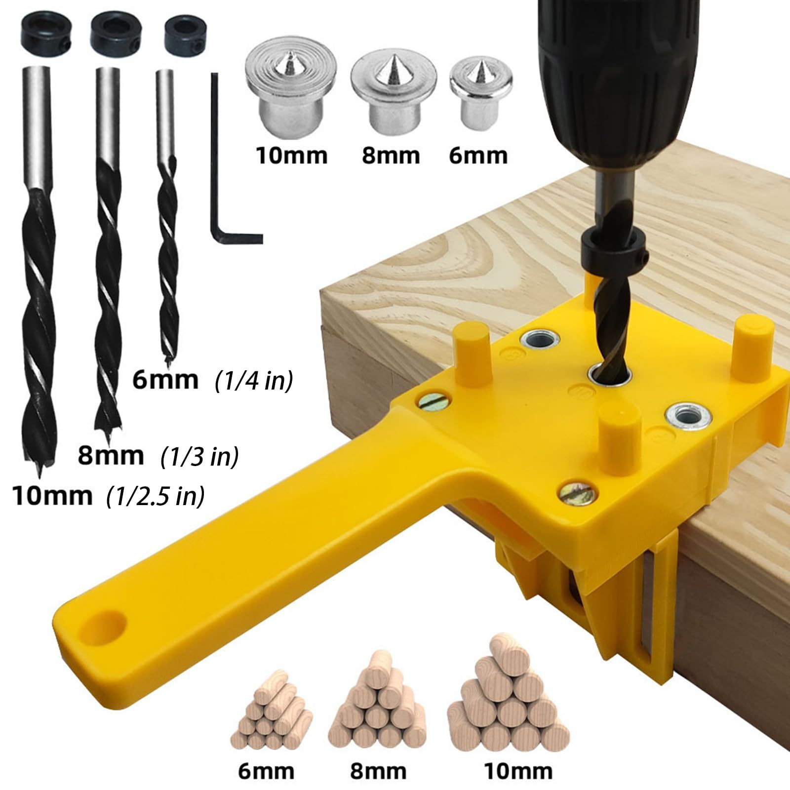 Handheld Dowel Jig Kit, Dowling Jig 14-Piece Accessory Set for Efficient Corner Edge Surface Joints Works โ image 2
