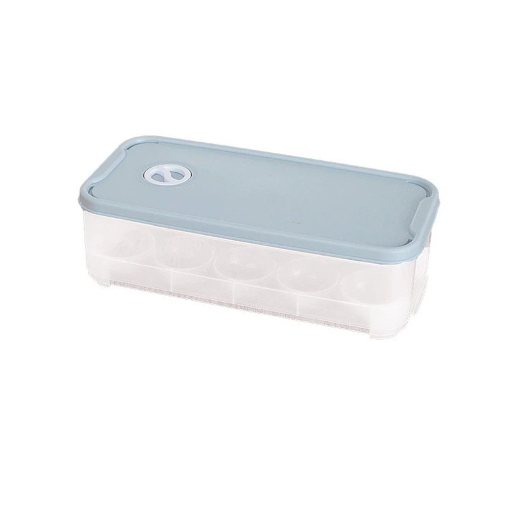 Egg Storage Box with Lid, Dual-layer Fridge Preservation Container, Airtight Food Organizer for Refrigerator Fresh-keeping, Light Blue Plastic Holder for