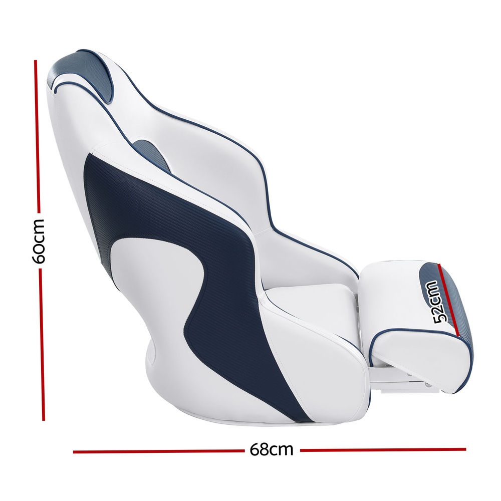 Seamanship Captain Bucket Boat Seats Flip Up Bolster Swivel 15cm Padding Blue โ image 2