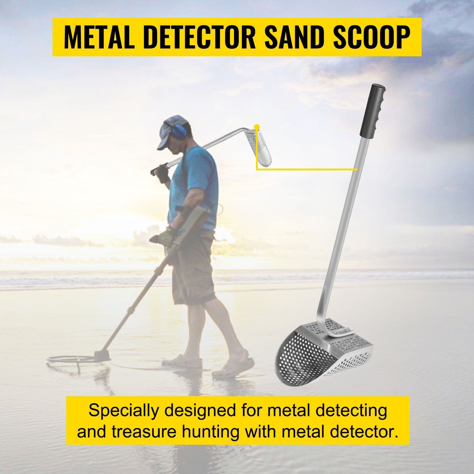Metal Detector Sand Scoop Metal Detecting Hunting Scoop w/ Steel Handle โ image 5