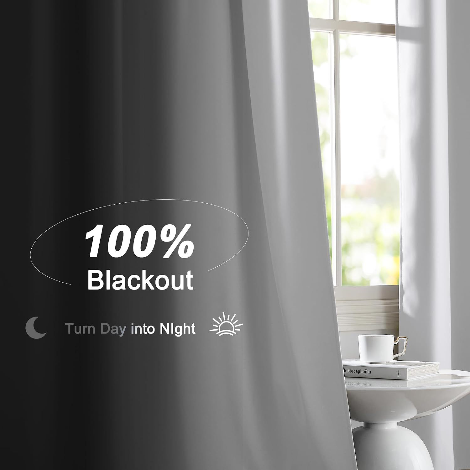 2 Pack White Blackout Curtains for Bedroom, Thermal Insulated Rod Pocket Drapes for Light Blocking and Noise Reduction, White, 132 x 213 cm โ image 2