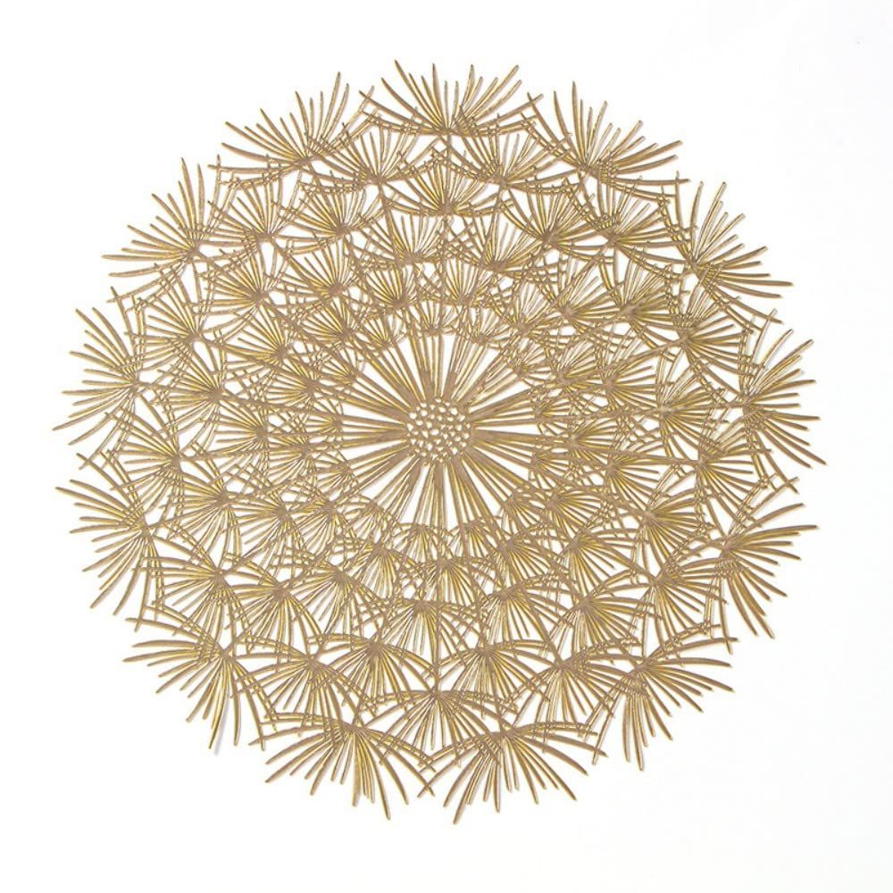 4pcs Hollow Flower Round Table Decoration Mat Vinyl Non-Slip 15 Inch (Gold-P, 4) which is wear-resistant, non-slip β image 2