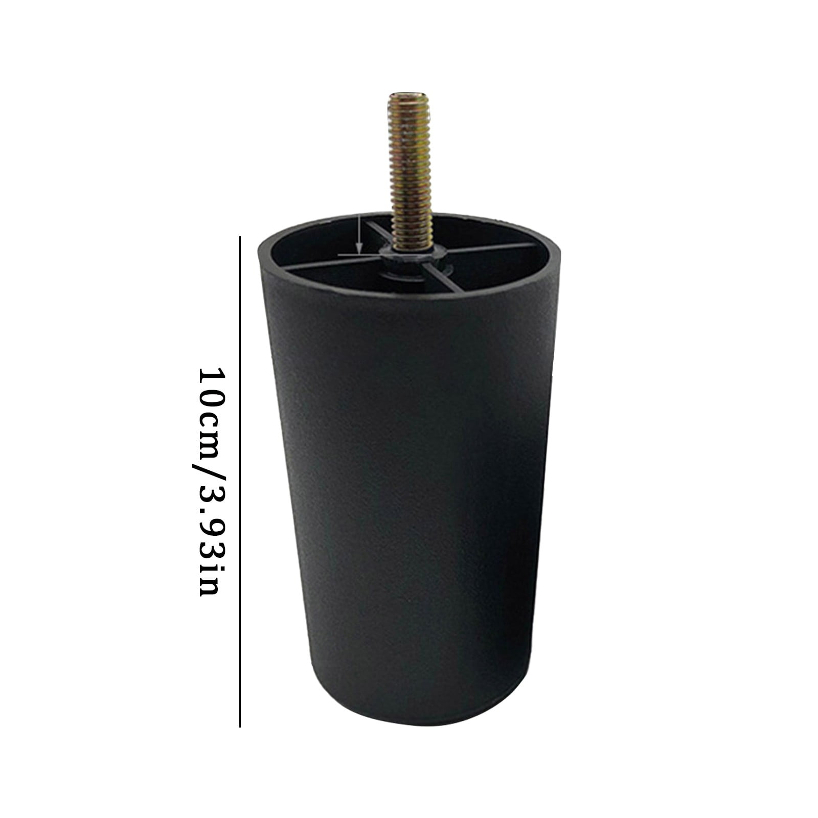 4 Pieces Round Tapered Plastic Couch Legs, Heavy Duty Replacement Furniture Feet for Sofas, Chairs, Cabinets, 10.2 cm, Black — image 2