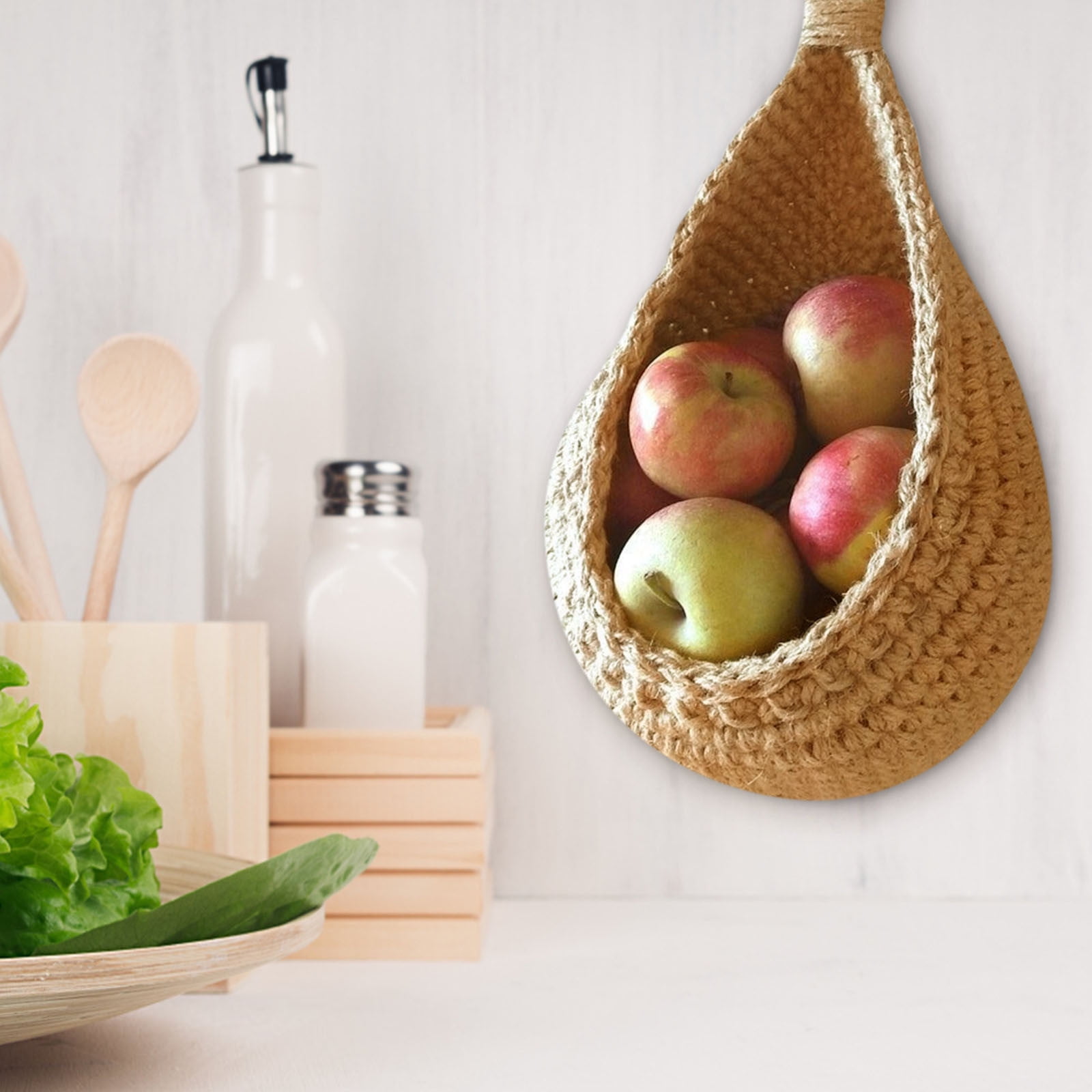 Hanging Wall Basket, Teardrop Hanging Baskets with Hanging Ring for Home Indoor Decoration, Hanging Plant Pot Holder, Vegetable Fruit Storage Baskets for โ image 5