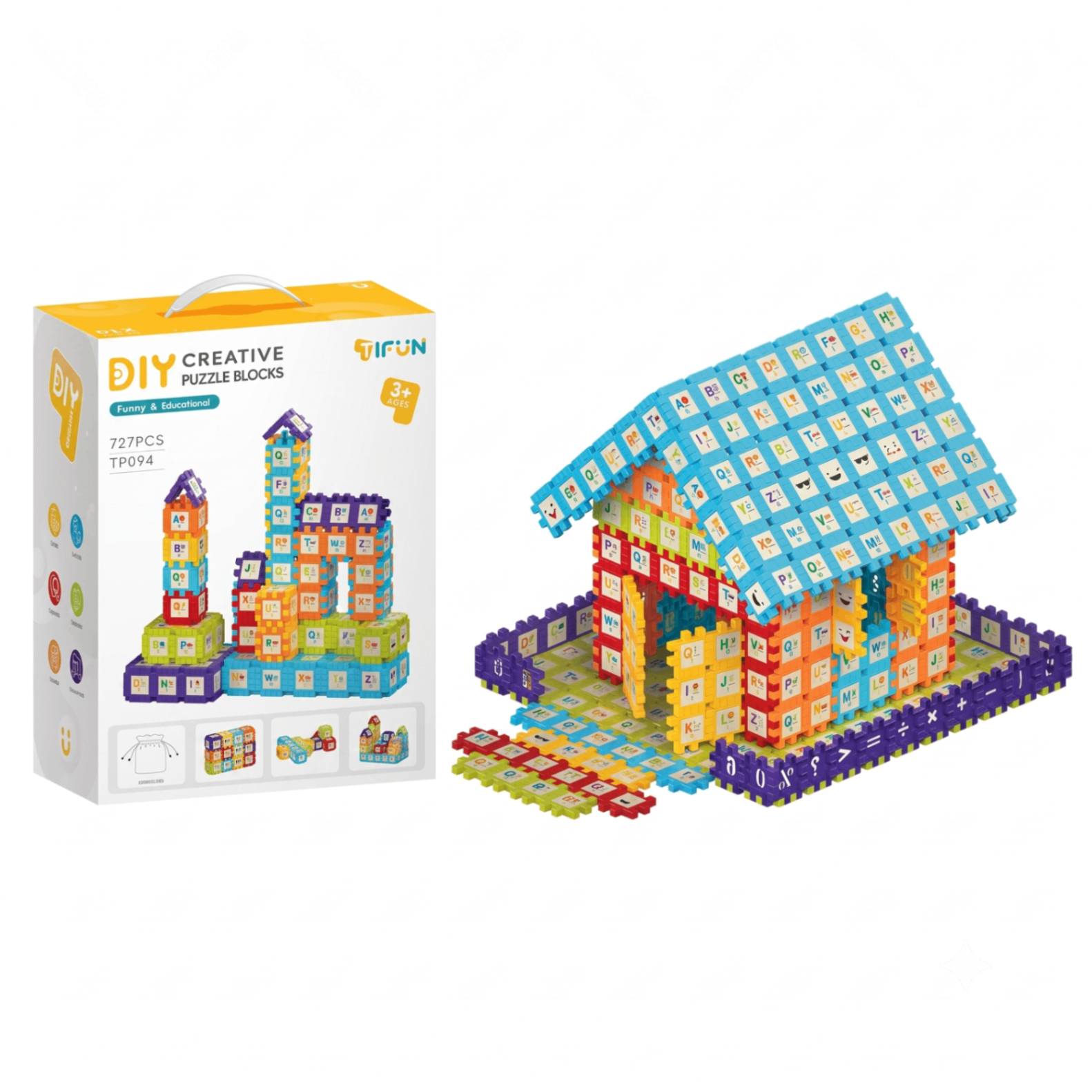 Creative DIY Puzzle Building Blocks Set for Kids Ages 3+ – Colorful Snap-Together Squares for Early Learning, Alphabet & Number Recognition, and Fun 3D Shape — image 2
