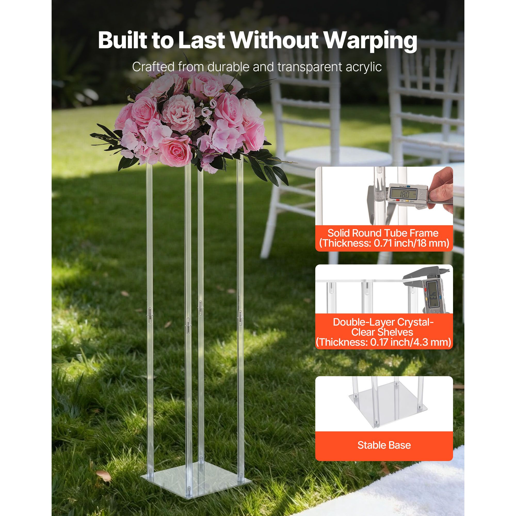 Wedding Flower Stand, 10PCS 80cm Column Flower Stand, Floral Stands with Acrylic Laminate, Cylindrical Cubic Floral Display Rack for Wedding, Party, Birthday — image 3