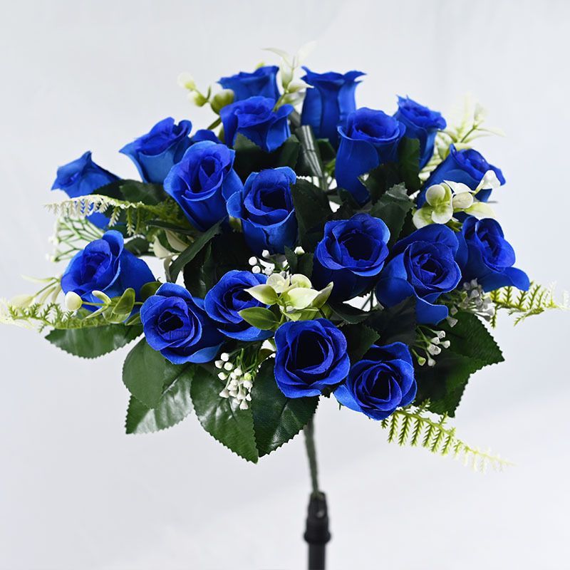 Artificial Rose Bouquet Faux Roses Fake Flowers Home Decor Garden Decoration - Navy - Size L — image 6